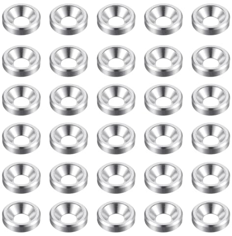 QUARKZMAN 30Pcs Rondelles Fraisées M3 en Alliage D'Aluminium Anodisé, Joint D'Étanchéité pour Vis, pour Pièces D'Accessoires Mécaniques, Argentées
