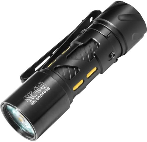 LOOP GEAR SK03 LED Rechargeable Flashlight with Side Light and 4 Color Filters, 10 Modes, Super Bright Pocket Flashlight with Clip for Outdoor, Camping, Emergency