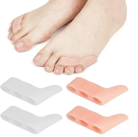 Separadores de dedos de 4 piezas, almohadilla de alineación de los dedos, protector de dedos pequeños, separadores de dedos pequeños, protector de dedos de los pies, unisex, con tres agujeros (blanco,