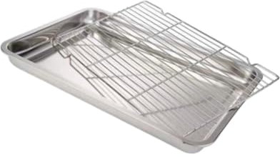 Fenteer Bandeja de Horno con Rejilla de Acero Inoxidable Brillante, 60 Cm X 40 Cm X 4.8