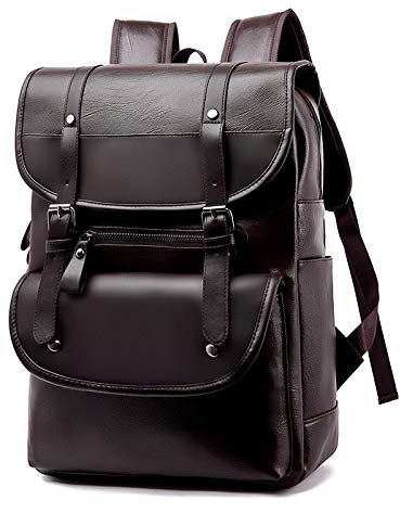 FUNSEED Sac à dos pour homme - Grande capacité - En cuir synthétique - Pour ordinateur portable de 15,6 pouces - Pour les voyages d'affaires, marron, L