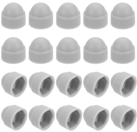 sourcing map Nut Protection Cap, 20Pcs M5x8x10mm - Plastic Hexagonal Screw Protection Cap, Dome Acorn Hex Head Bolt Covers, Waterproof Decorative Cap (Grey)