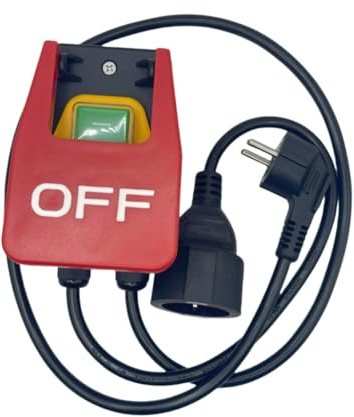Kueohse 220V Einphasiger Ein-/Ausschalter, Sicherheitsschalter, Nullspannungsschalter mit Steckdose, Not-Aus-Schalter EU-Stecker