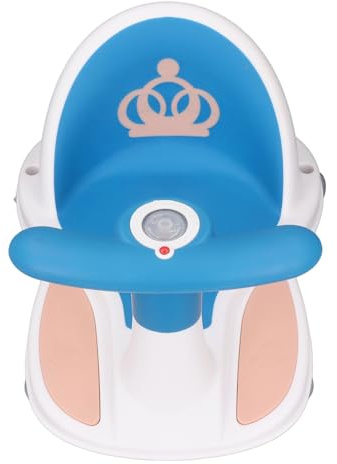 Silla de Bañera Infantil Portátil con Música Antideslizante para Baño de bebé, Resistente y Resistente, para Sentarse o Acostarse, Material PP TPE (BLUE)