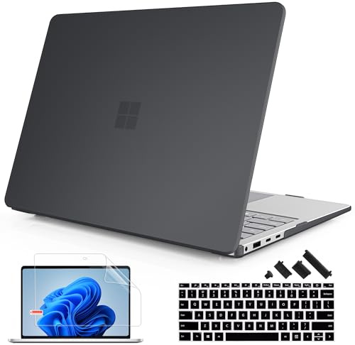 Mektron Matte Case for 13.8 Microsoft Surface Laptop 7 2024 Surface Laptop 13.8 Inch Cover Fits Model 2036, Keyboard Cover +Screen Protector +Dust Plugs, Matte Black