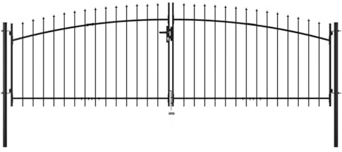 Xichuzi Doppelflügel-Gartentor mit Speerspitzen 400×175 cm, Gartentor, Gartentür, Gartentüren, Tor Garten, Gartentüren, Garten Tore, Flügeltore - 145739