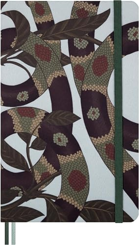 Moleskine Jahr der Schlange Notizbuch, Lieniert Notizbuch mit Festem Leineneinband und ElastischeVerschluss, Jahr der Schlange Kollektion, Design Blätter, Groß Format 13 x 21 cm