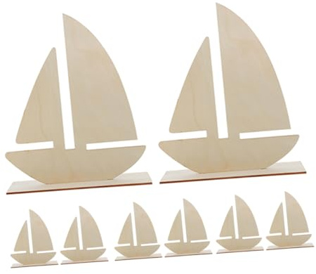VILLCASE Unfinished Paintable Wooden Boat Models for DIY Creative School Craft Project Clay Baseboard