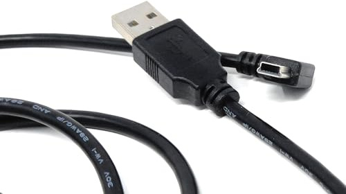 DRUT 2m USB to Mini USB Cable, 90° Right Angle | Data Sync & Charging Lead, Dash Cam, Car GPS, DVR, Digital Camera, PS3 Controller, MP3 Player, 6.5ft