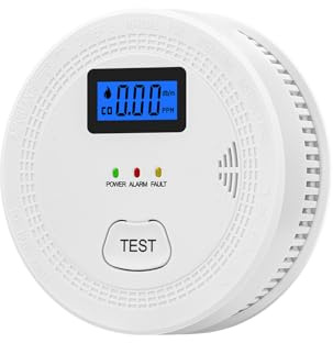 Lancoon Home Smoke Detector Battery Operated with Light Sound LCD Display Carbon Monoxide and Smoke Alarm Combo with Photoelectric Sensor Easy to Install Test/Silence Button Portable Travel