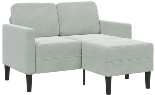 ChicAbode 2-Sitzer Sofa mit Chaiselongue L-Form Hellgrau 125cm Sofa für Schlafzimmer Polstersofa Loungesofa Sitzmöbel Polstermöbel Designsofa Wohnzimmersofa Samt
