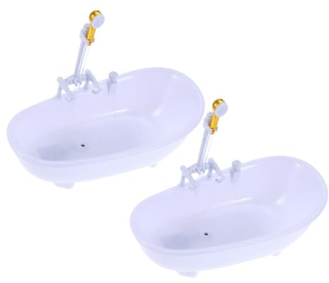 Yardwe 2pcs Electric Doll Bathtub Sprayer White Mini Doll Bathing Pool Set for Boys and Girls Water Spraying Bath Toy Suitable for Indoor