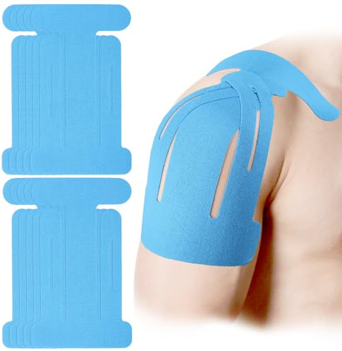 10pcs Strap Bande Kinesiologie, Respirantes et Sans Latex Prédécoupées pour le Soutien des Épaules et la Stabilisation des Mouvements Musculaires
