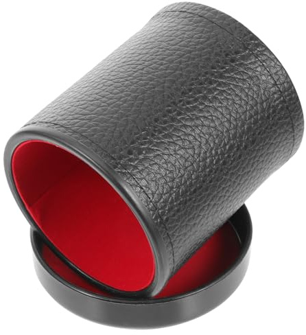 Beaupretty Vaso para Dados De Cuero con Tapa y Base Copa para Dados Pequeña y Portátil con Interior De Fieltro Silencioso para Fiestas Ktv y Barra Color Rojo con Textura De Lychee