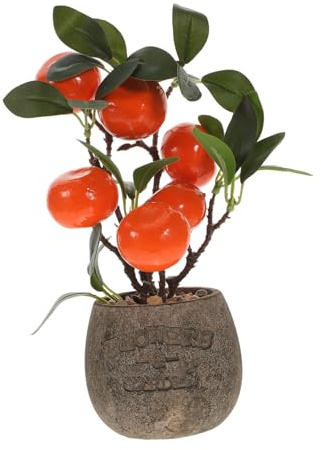 FUTUREORYY Bonsái Simulado De Fruta Naranja Maceta Decorativa De Plantas Artificiales para Mesa, Material Realista, Color Brillante, Adorno para Hogar y Oficina