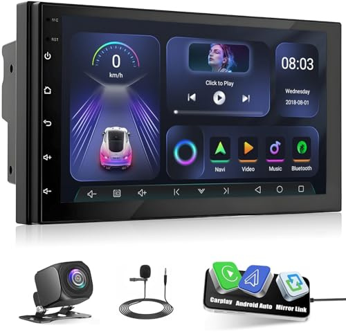 Octa Core 4G+64G CarPlay Android Auto 2 Din Headunit Tablet 7 IPS Écran Tactile Display Autoradio FM Radio Voiture Navigation Stéréo Pad Multimedia Player GPS BT WiFi