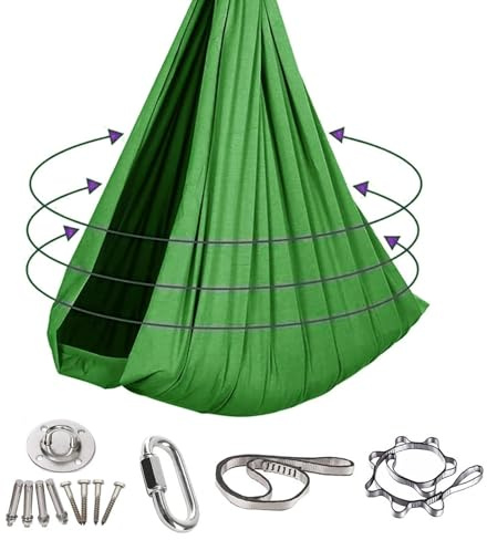 Indoor-Hängematte, ultraleichte tragbare Schaukel Outdoor, geeignet für Schlafzimmer, Balkone, Innenhöfe oder Camping, komplett mit allem Zubehör(Grün)