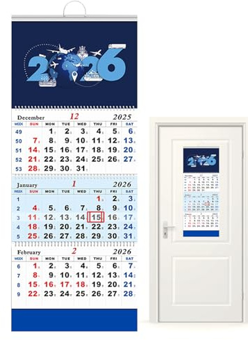 Lpoppcx Wandkalender für die Jahre 2026 und 2027,3-Monats-Planer für den Haushalt | Monatskalender Zum Aufhängen,Für Familie Freunde Zuhause Wohnzimmer Schlafzimmer Kunststudio