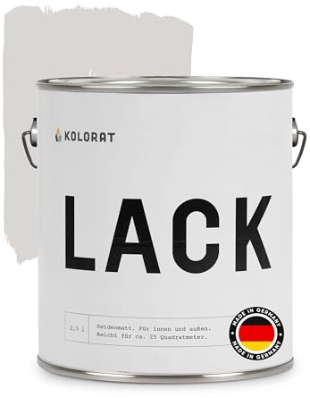 Kolorat® Möbelfarbe helles, warmes Greige 2.5Lfür Innen & Außen |Made in DE | Hochdeckend, wasserbasiert, geruchsarm, für Holz Metall & Kunststoff, kinderfreundlich nach DIN EN 71-3 vielseitig einsetzbar