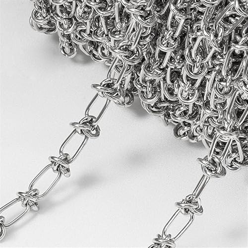 2 metros 1 metro de acero inoxidable Color dorado cadenas nudos gruesos pulsera cadena for hombres DIY collar Hip Hop fabricación joyas(Steel Color,1Meter)