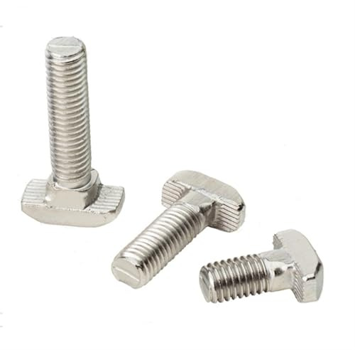 Edelstahl-Hammerkopf-T-Bolzen, 50 Stück T-Bolzen aus Kohlenstoffstahl for 20/30 Aluminiumprofile, M5 M6 M8, verschiedene Größen(30-M6x12)