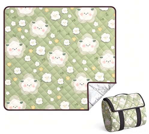 Picknickdecke Wasserdicht Gepolsterte Stranddecke Sandfrei 6-Schicht-Verbund Kinder Spielmatte Faltbar Strandmatte Waschbar Outdoor Decke für Camping, Strand, Garten, Park und Indoor 10x150cm 15#