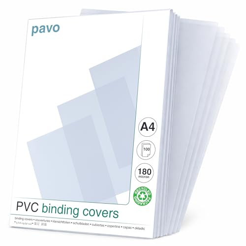 Pavo - PVC bindningsskydd, A4 (210 x 297 mm), 180 mikron, klar, 100 stk