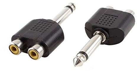 Sourcingmap 6.35mm Mono Mâle vers RCA Femelle Double Raccord Adaptateur Audio Stéréo 2 Pcs