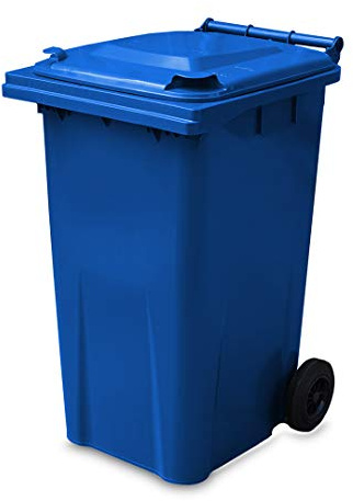 Yellowshield 240 Litre Wheelie Bin - Blue, Typically Used for Recycling Glass, Paper and Plastics, EN 840 standard, 590 (w) x 760 (d) x 1190 (h) mm
