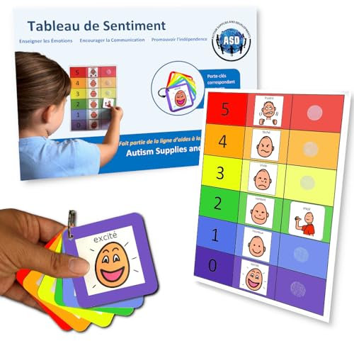 Support visuel vif émotions enfants - Aide Enfants Comprendre Émotions -6 Pictogrammes d'Autisme –Communication Non Verbale –Maternelle/TSA/TDAH Outil