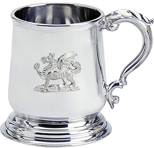 I LUV LTD Zinnkrug George 3. Form Welsh Dragon Verzierten Griff 1pt Poliert