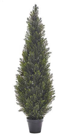 artplants.de Künstlicher Zeder, 125 Nadelbündel, grün, uv - sicher, 150cm - Kunst Zypresse - Deko Hecken Baum