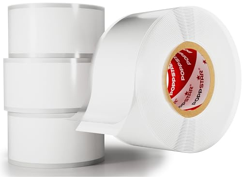 POPPSTAR selbstverschweißendes Silikonband, 3m x 25mm, Isolierband und Dichtungsband (Wasser, Luft), weiß, 4 Rollen