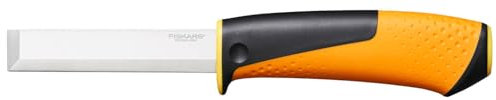 Fiskars Coltello da carpentiere, Include fodero con affilalama, Lunghezza totale: 22,4 cm, Nero/Arancione/Giallo, 1023621