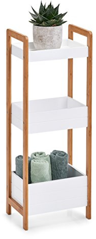 Zeller 18862 - Scaffale con 3 ripiani, in bambù e MDF, 28 x 20 x 74 cm, colore: Bianco