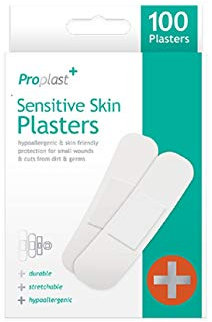 ProPlast - Hypoallergenic Sensitive Skin Plasters - Pack of 100 Assorted Sizes
