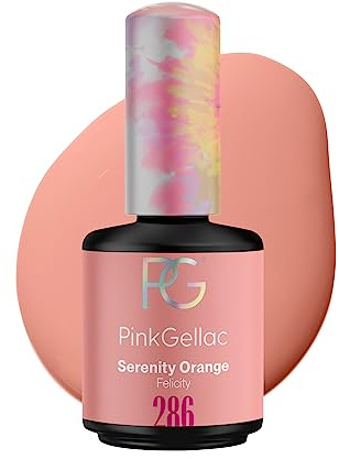 Pink Gellac Gel Nagellack UV, Veganes Nagelgel - 286 Serenity Orange 15 ml | Gelnagellack für UV Lampe, Einfache Anwendung Nail Polish für 14 Tage Salonqualität, Gellack Made in Holland