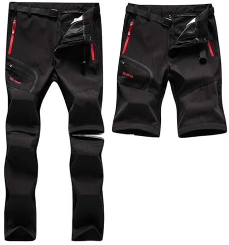 SANMIO Herren Wanderhose Zip Off Atmungsaktiv Wasserdicht Softshellhose Outdoor Funktionshose Trekkinghose Entfernbar Schnell Trockend (mit Gürtel)