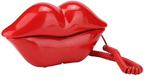 Telefono a forma di labbra, telefono fisso, da scrivania, con funzione di memorizzazione del numero di telefono, regalo per ragazze, festività, compleanni, San Valentino (rosso)