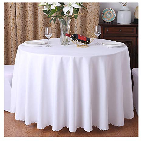 CIEEIN CIEHT Poliestere Tovaglia Rotonda Diametro 160cm-320cm Hotel Ristoranti Eventi Matrimonio Feste Copritavolo Resistente Bianco diametro 260 cm