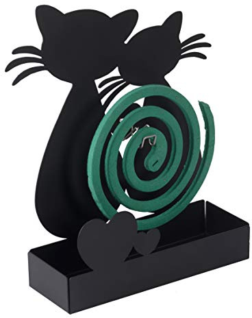 Räucherspiralen Halter Mückenspirale Metall Schwarze Katzen. Halter Mückenspirale Für Drinnen und Draußen 16X5X18 cm