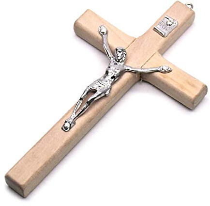 Christian Decor 5pcs Wooden Christ Jesus Cross Suffering Statue Religious Prayer Crucifix Hanging Pendant Hand Holding Jewelry - (Color: BG)