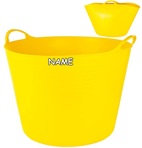 alles-meine.de GmbH Flexi & flexibel Modell + Farbwahl XXL großer - biegbarer - Aufbewahrungsbehälter mit Henkel - gelb - neon Farben - inkl. Name - Gummieimer - z.B. Gartene..