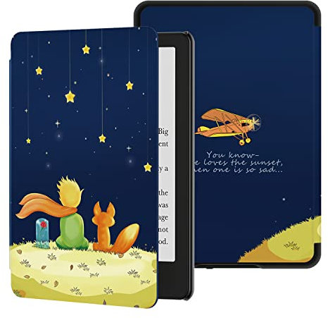 OLAIKE Hülle für 6,8 Kindle Paperwhite 11. Generation 2021 und Signature Edition (Modell Nr. M2L3EK/ M2L4EK) - PU Leder Cover mit Auto Wake/Sleep, Der Junge und der Fuchs