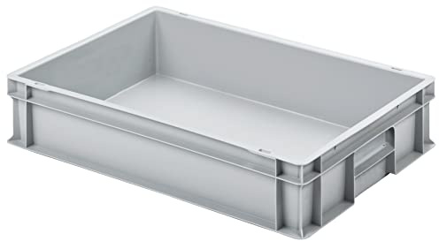 GREEN24 Eurobox Eurokiste 600x400x120mm - Industriequalität, lebensmittelecht, geschlossene Griffe, Farbe hellgrau