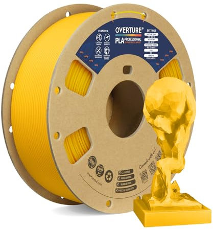 OVERTURE PLA Plus (PLA+) PLA-Filament 1,75 mm, professionelle PLA-Festigkeit, 1kg Filament (2,2 lbs), Maßgenauigkeit +/- 0,02 mm, für 3D-Drucker (Gelb)