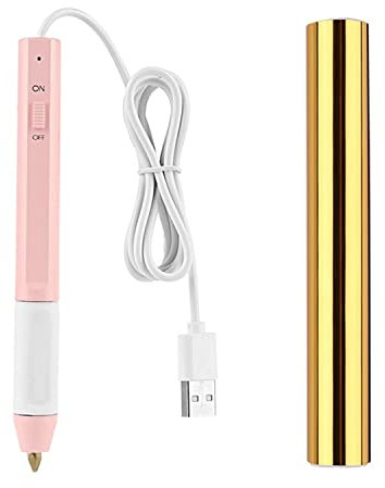 Heißfolienstifte-Set, Folienfeder-Starter, USB-Wärmefolienstift für Scrapbooking, Werkzeug-Kits, Goldschimmer, Heißfolienrolle für Kartenherstellung, Basteln, Scrapbooking, Zeichenstift (Rosa, 2,5 x