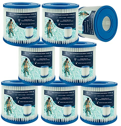 YANHUA Cartucho de Filtro de Piscina Tipo D para Summer, Cartucho de Filtro Tipo VII, Cartuchos de Filtro Tipo D, para Bomba de Piscina SFS-350/600, RP-350, RX-600 (8)