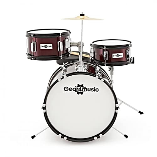 Gear4music Batteria per bambini 3 pezzi per bambini di età compresa tra i 5 e i 10 anni con Rullante, basso, tom e piatti