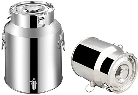 5L/9L/14L/18L Milk Transport Cans - 201 Stainless Steel Milk Churn Wine Pail Bottle Tea Barrel Milk Pot Bucket Canister with Silicone Seal Lid Transport Jug/with Tap / 9L